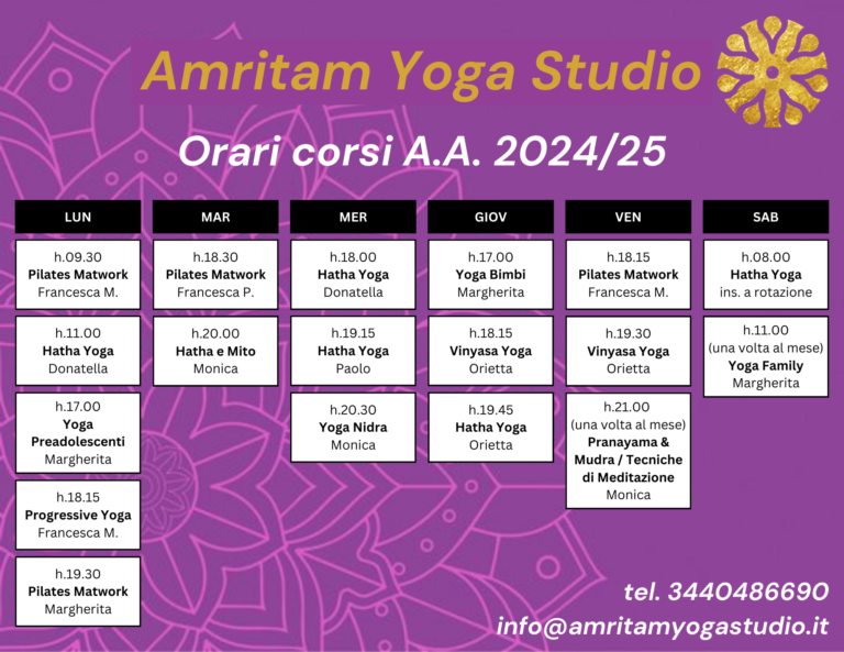 Orario corsi Amritam Yoga Studio